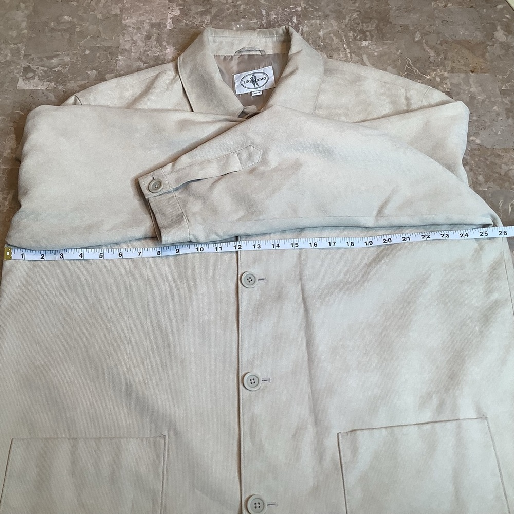 Linea Uomo button down shirt jacket, beige, 2 exterior pockets, 3 interior, XL - Picture 11 of 16